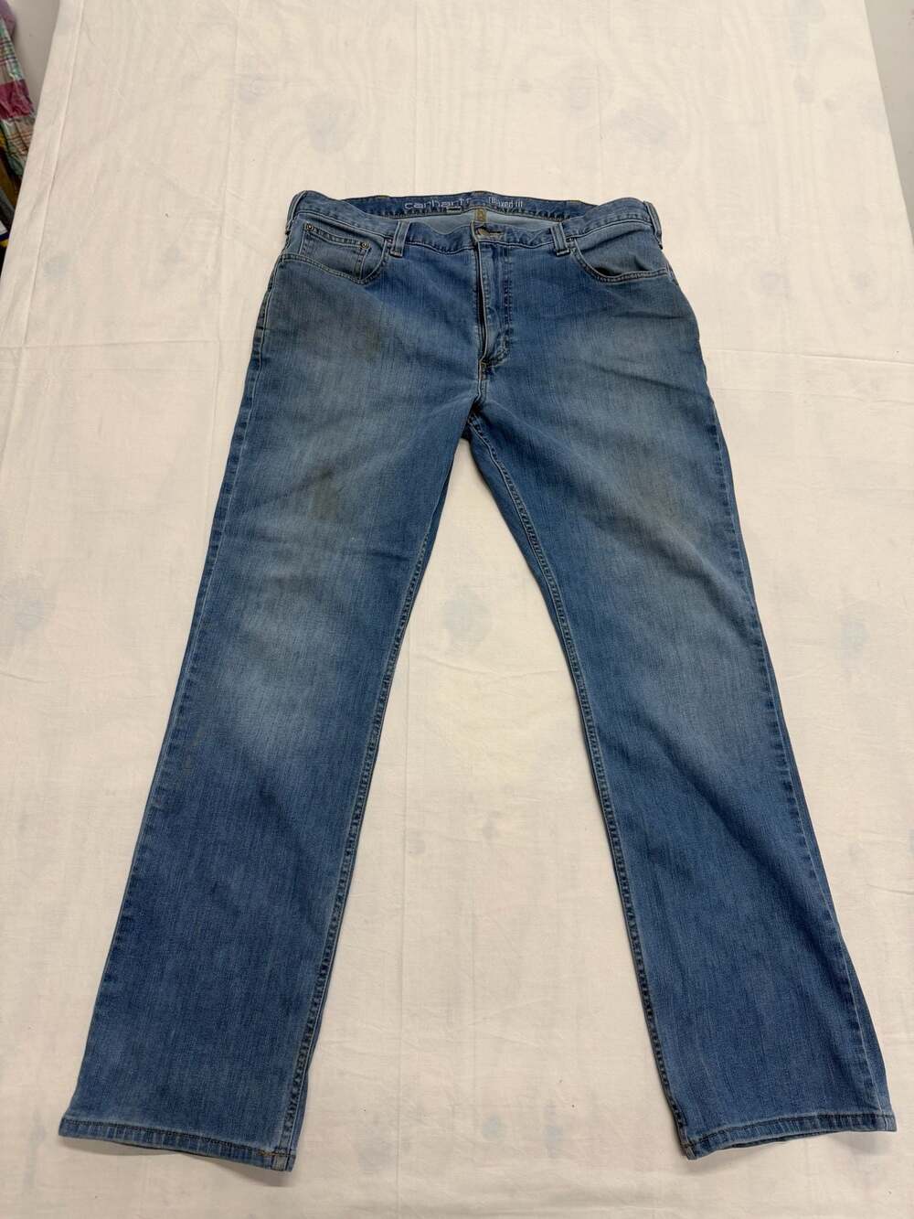 Carhartt Relaxed Fit Straight Leg Jeans 38x32 Light Wash Distressed